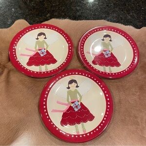 POTTERY BARN KIDS Christmas Melamine Plates Graphic Angel Set of 3